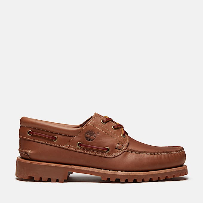 TIMBERLAND® - MEN'S AUTHENTIC 3-EYE LUG HANDSEWN BOAT SHOE - MEDIUM BROWN