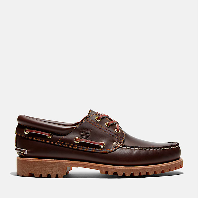 TIMBERLAND® - MEN'S AUTHENTIC 3-EYE LUG HANDSEWN BOAT SHOE - BROWN