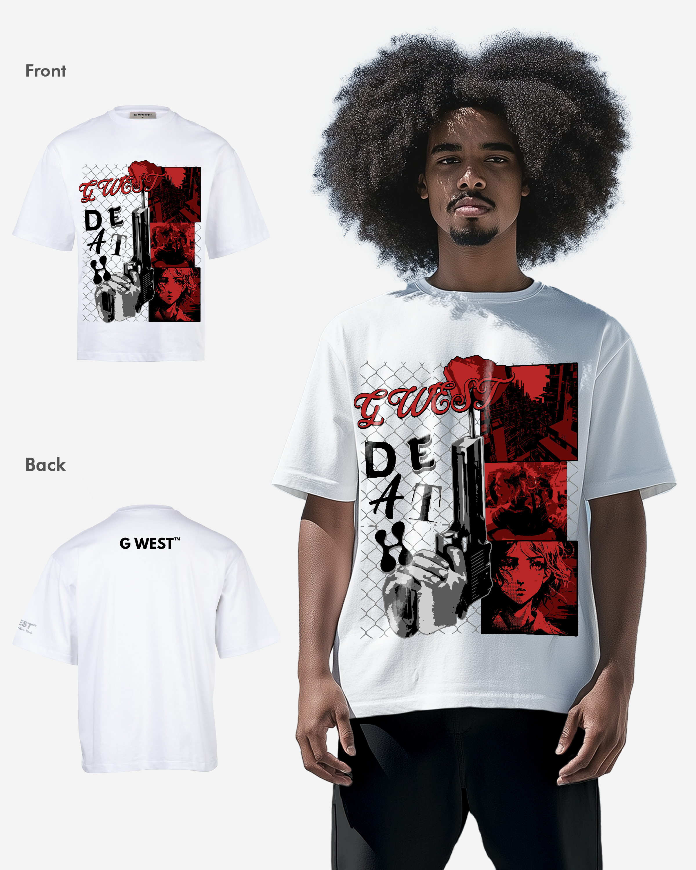 G WEST DEATH OVERSIZED T-Shirt Mens G West