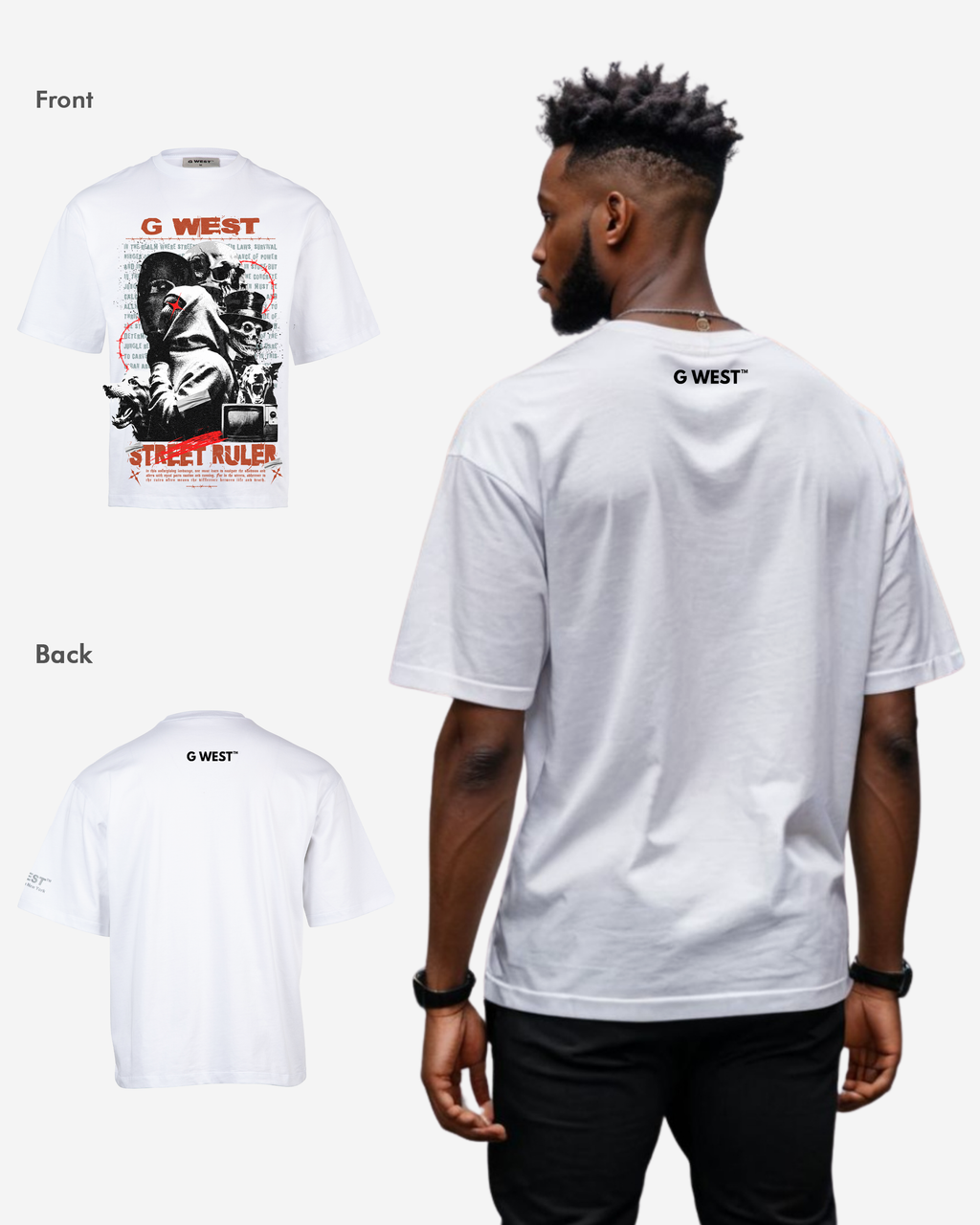 G WEST STREET RULER OVERSIZED T-Shirt Mens G West