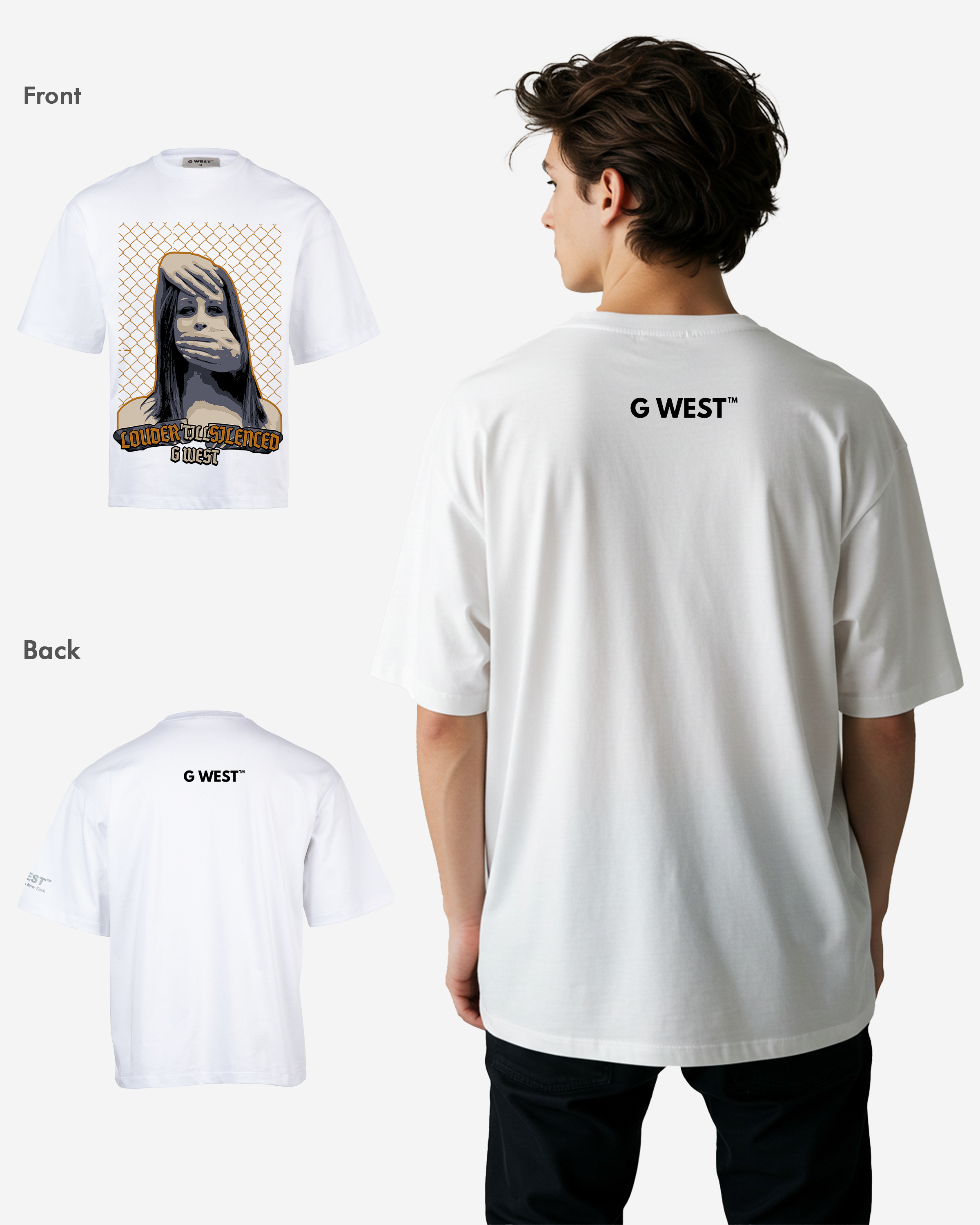 G WEST Silent Gaze Oversized T-Shirt Mens G West