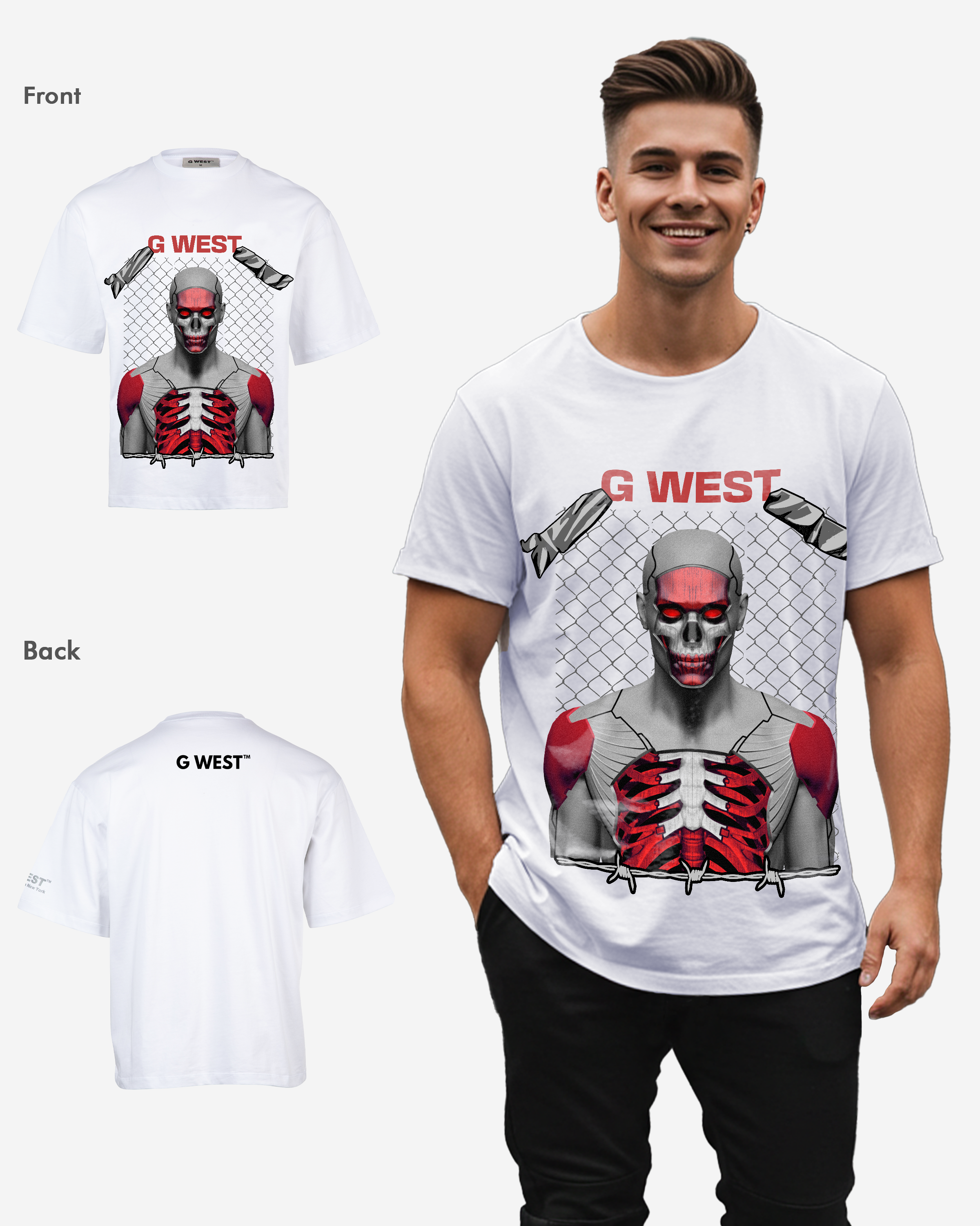 G WEST red eyed rage OVERSIZED T-Shirt Mens G West
