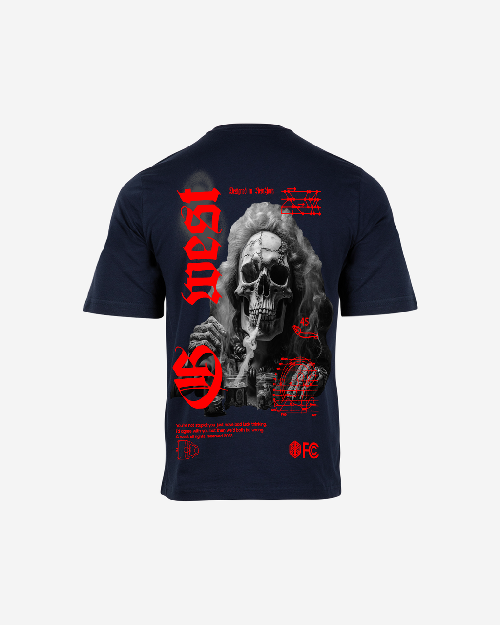 G West Oversized Smoke Skull T-Shirt Mens G West
