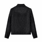 Radiant Embellished Denim Jkt – Century Penthouse BLACK
