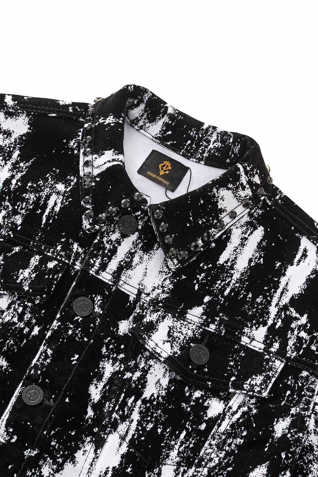 Flocked Eclipse Denim Jkt – Century Penthouse BLACK