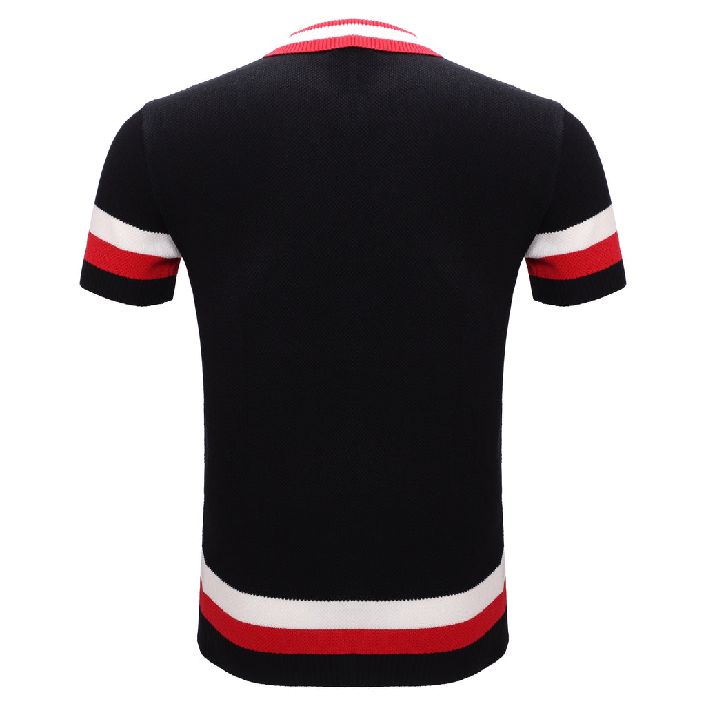 Heritage Stripe Knit Polo BLACK