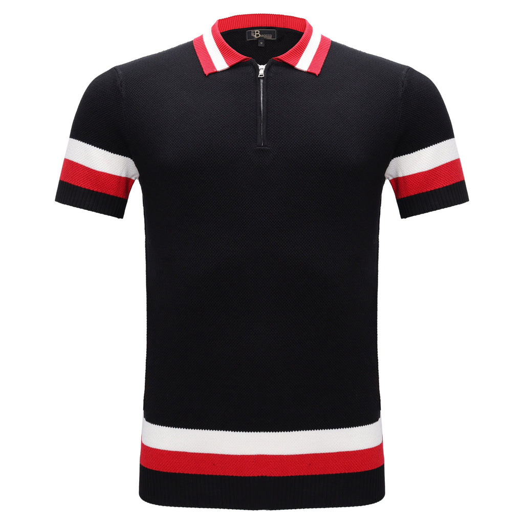 Heritage Stripe Knit Polo BLACK