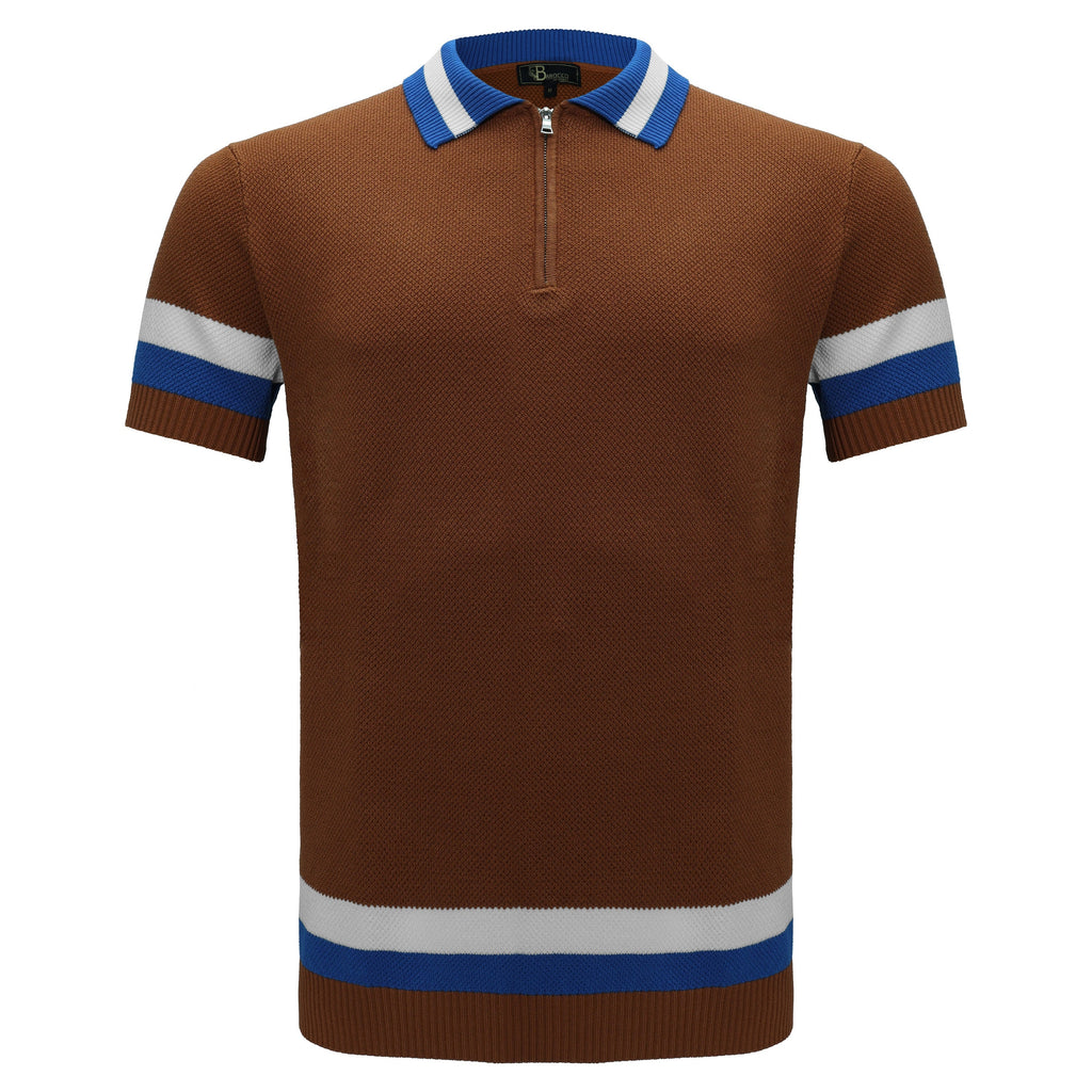 Heritage Stripe Knit Polo KHAKI