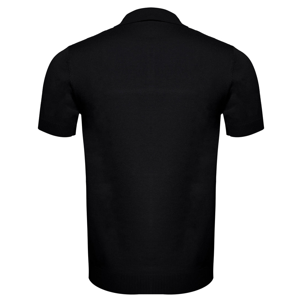 Men's Retro-Inspired Knit Polo Shirt BLACK/WHITE
