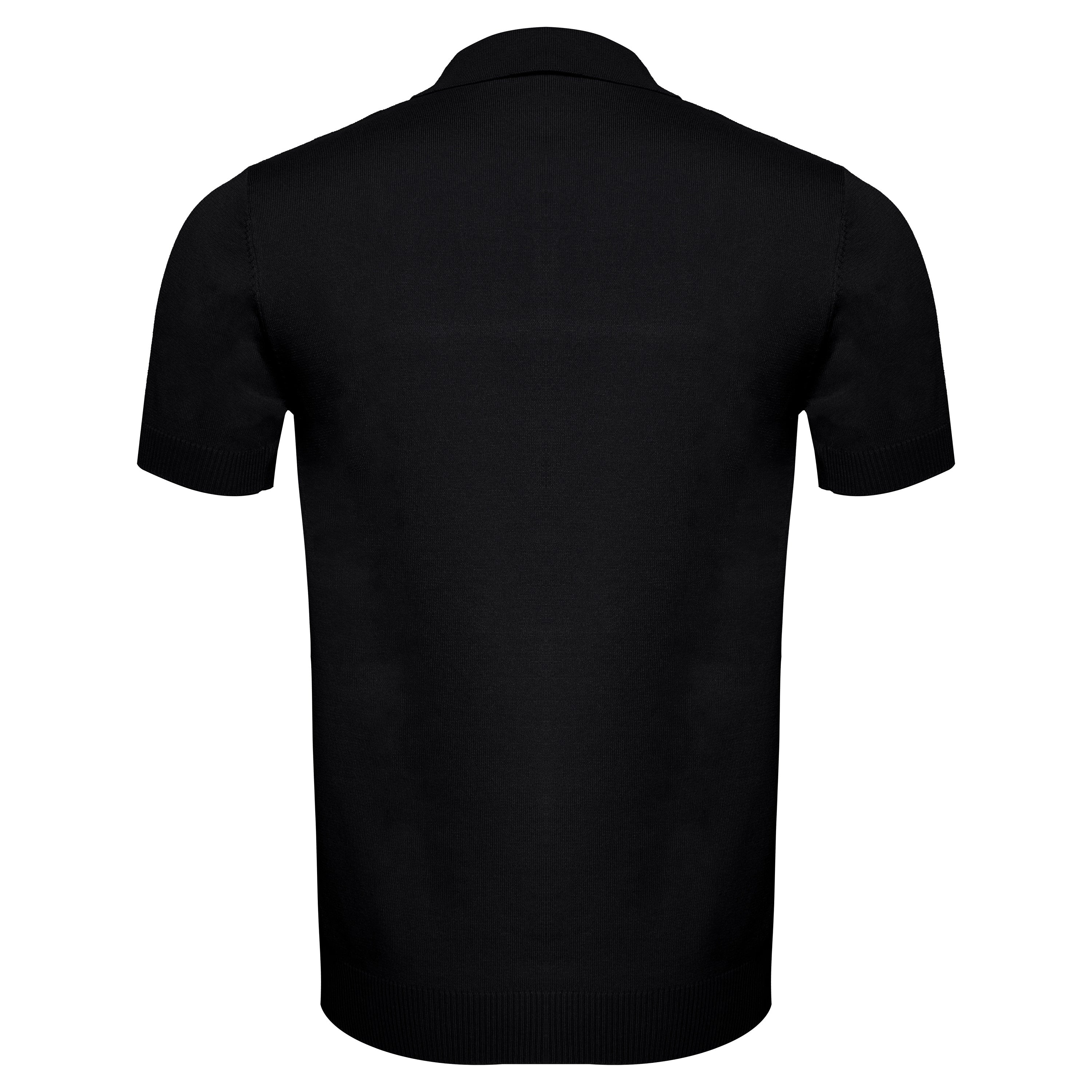 Men's Retro-Inspired Knit Polo Shirt BLACK/WHITE