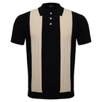 Men's Retro-Inspired Knit Polo Shirt BLACK/WHITE