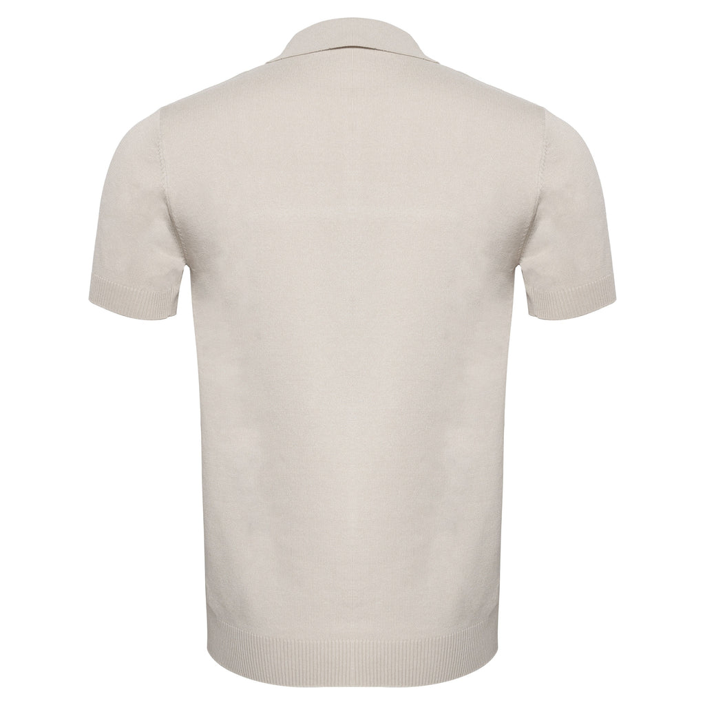 Men's Retro-Inspired Knit Polo Shirt WHITE/NAVY