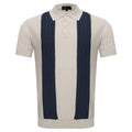 Men's Retro-Inspired Knit Polo Shirt WHITE/NAVY