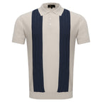 Men's Retro-Inspired Knit Polo Shirt WHITE/NAVY