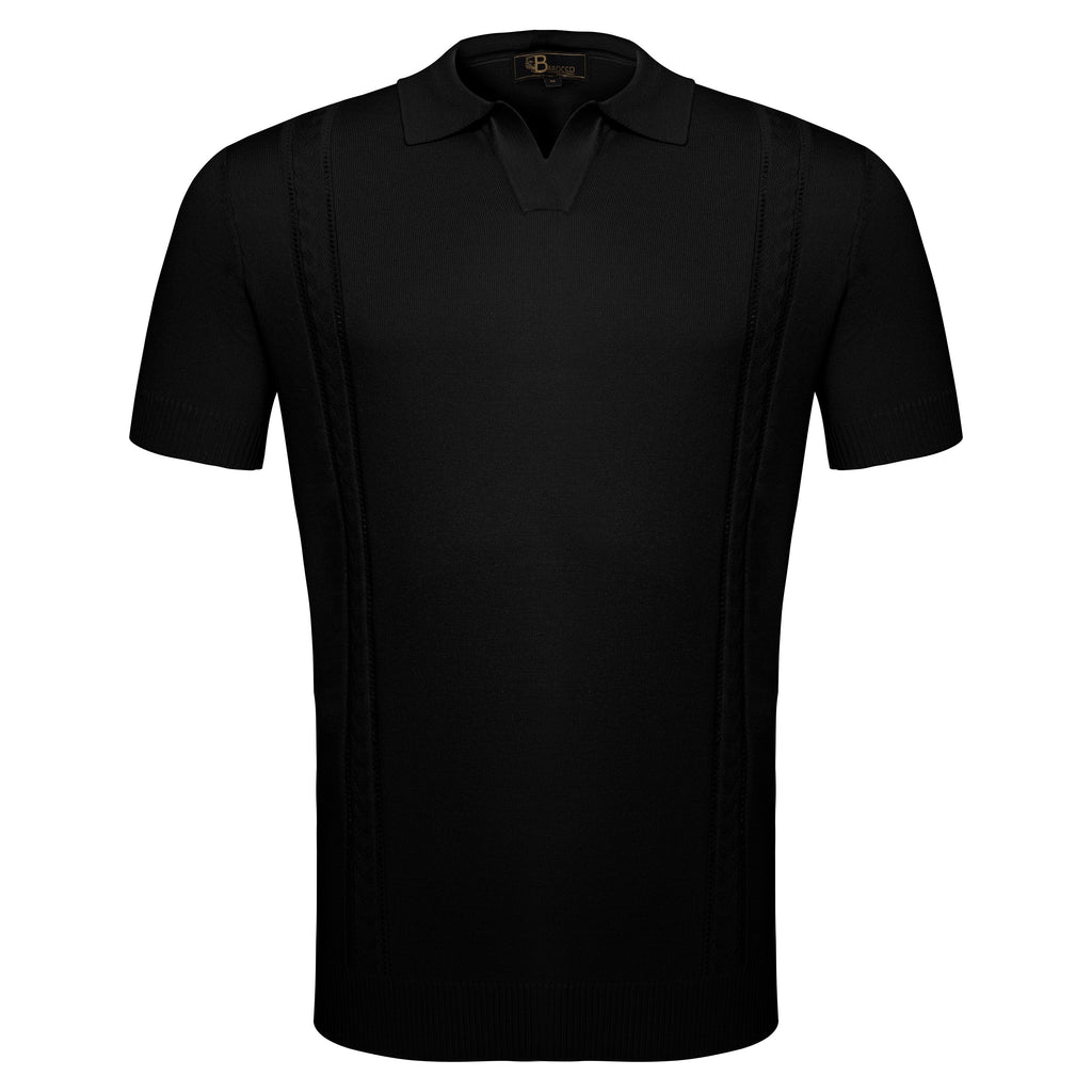 LuxeKnit Polo BLACK