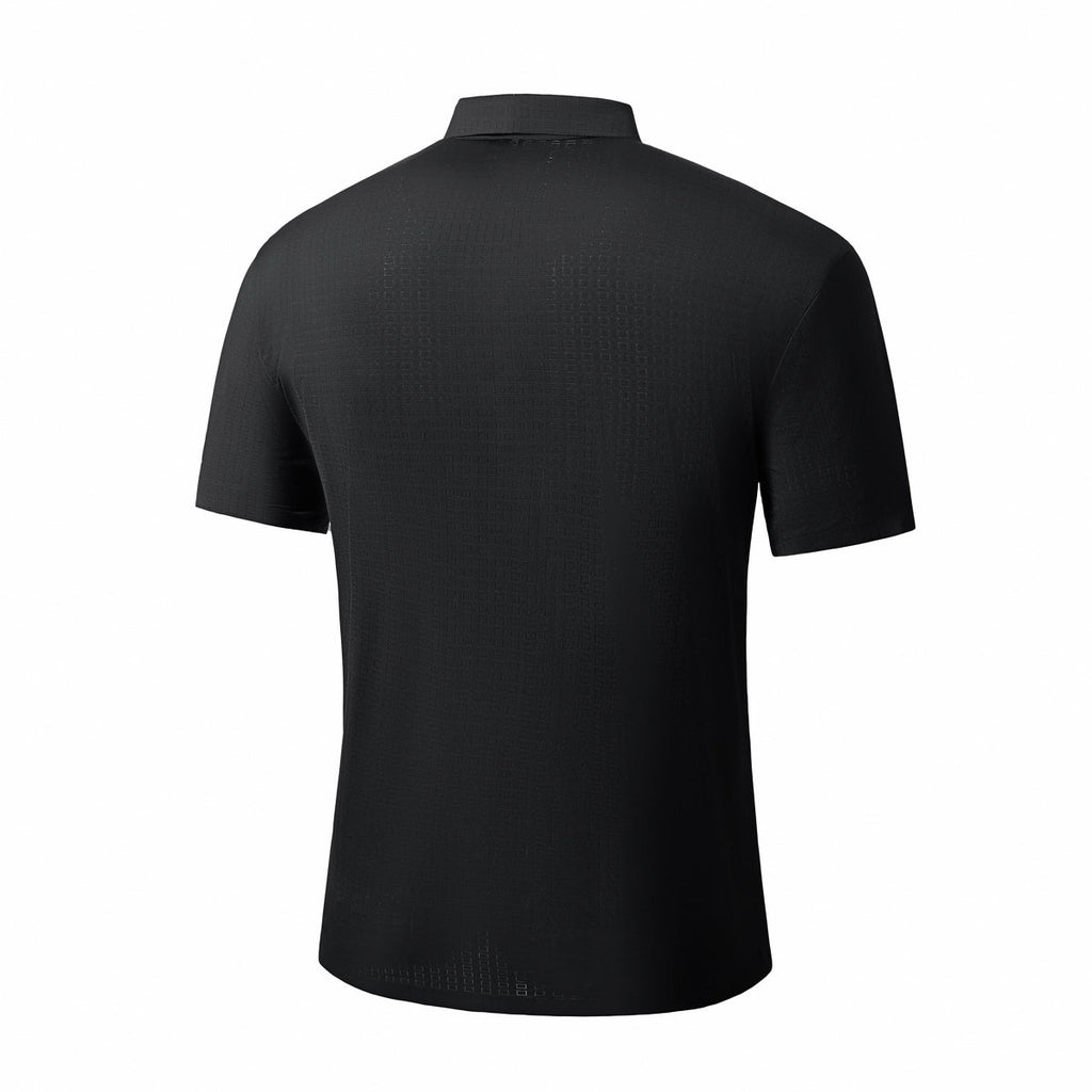 Grid Texture Stitchless Polo BLACK