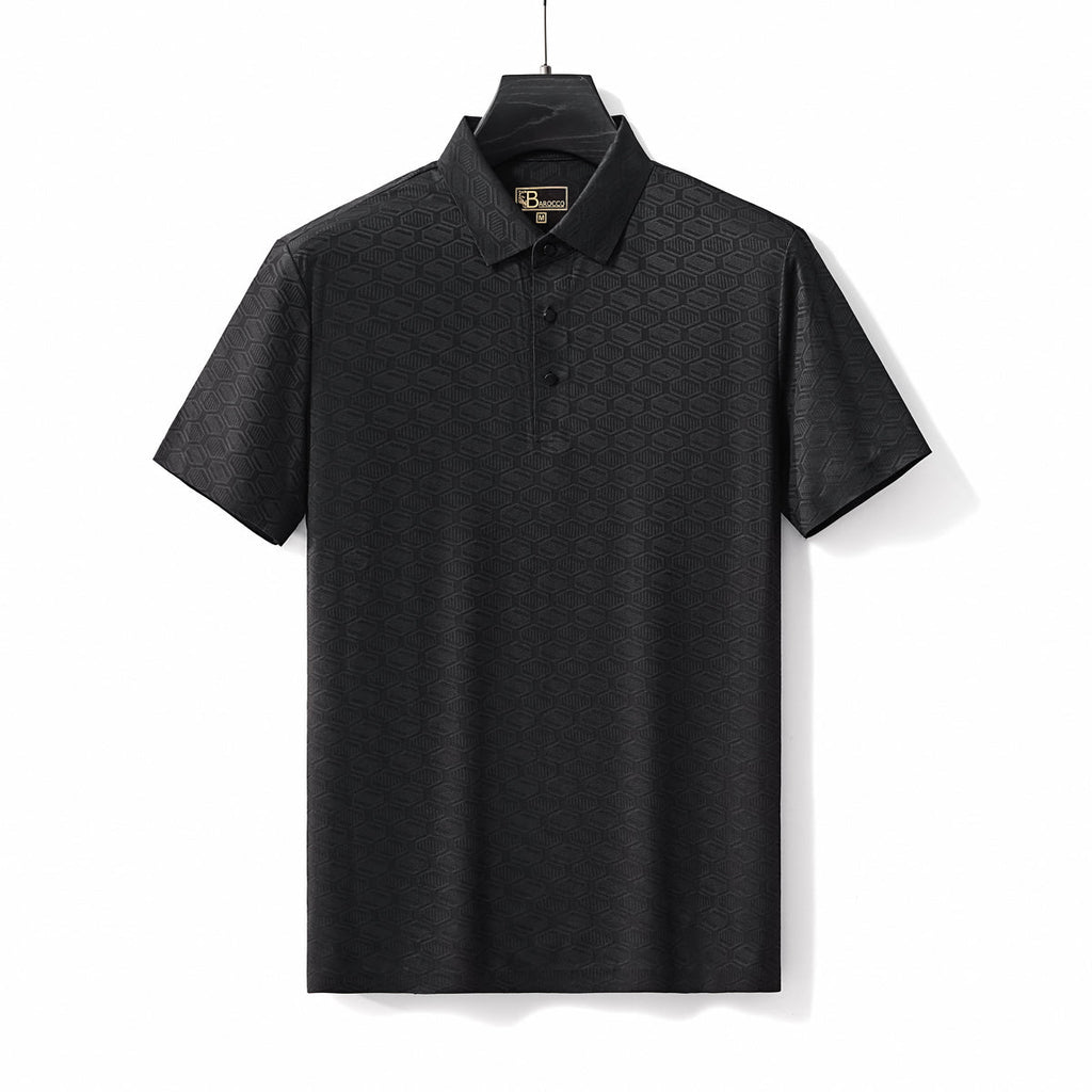 Geo Texture Stitchless Polo BLACK