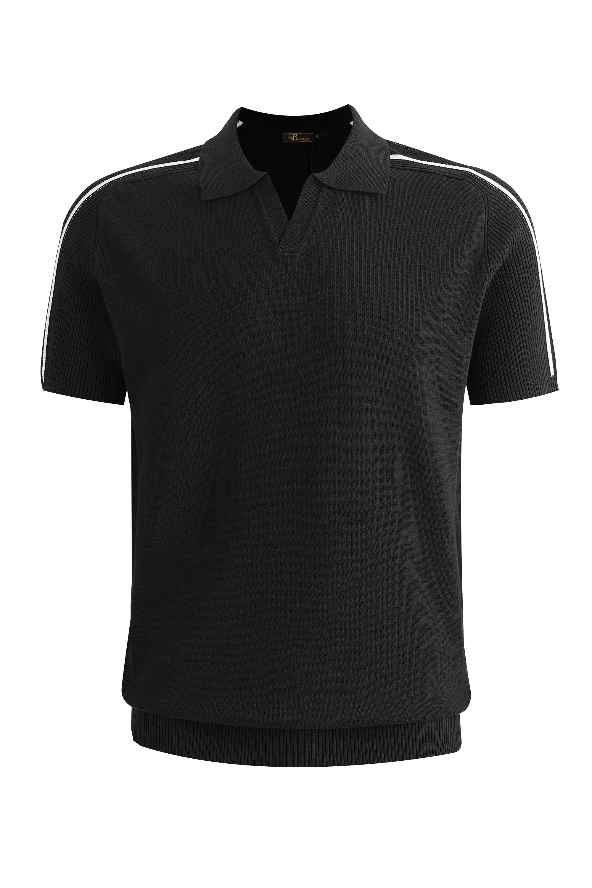 Milano Stripe Collar Knit Polo BLACK