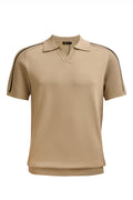 Milano Stripe Collar Knit Polo KHAKI