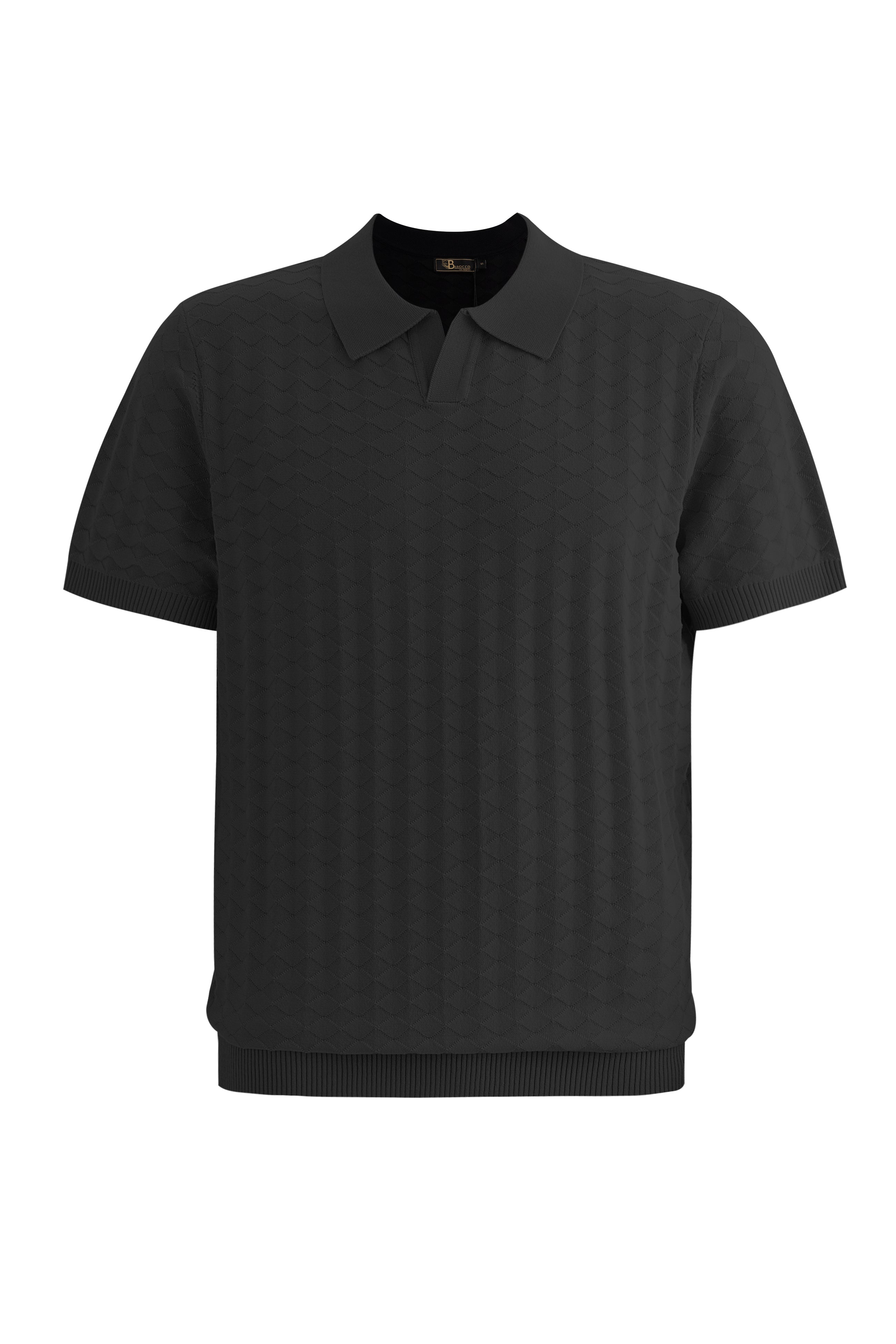 The Portofino Textured Knit Polo BLACK