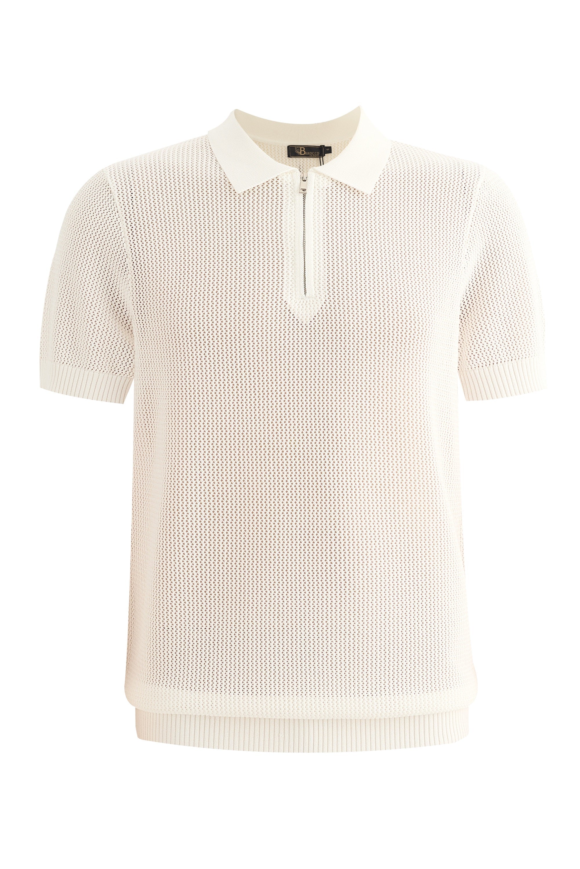 The Napoli Mesh Zip Knit Polo WHITE