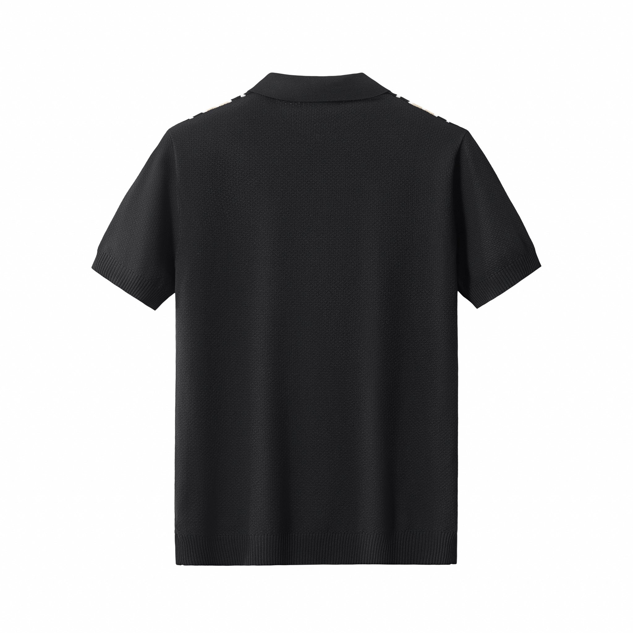 Retro Stripe Zip Knit Polo BLACK/KHAKI