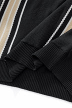 Retro Stripe Zip Knit Polo BLACK/KHAKI