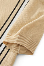 Retro Stripe Zip Knit Polo BLACK/KHAKI