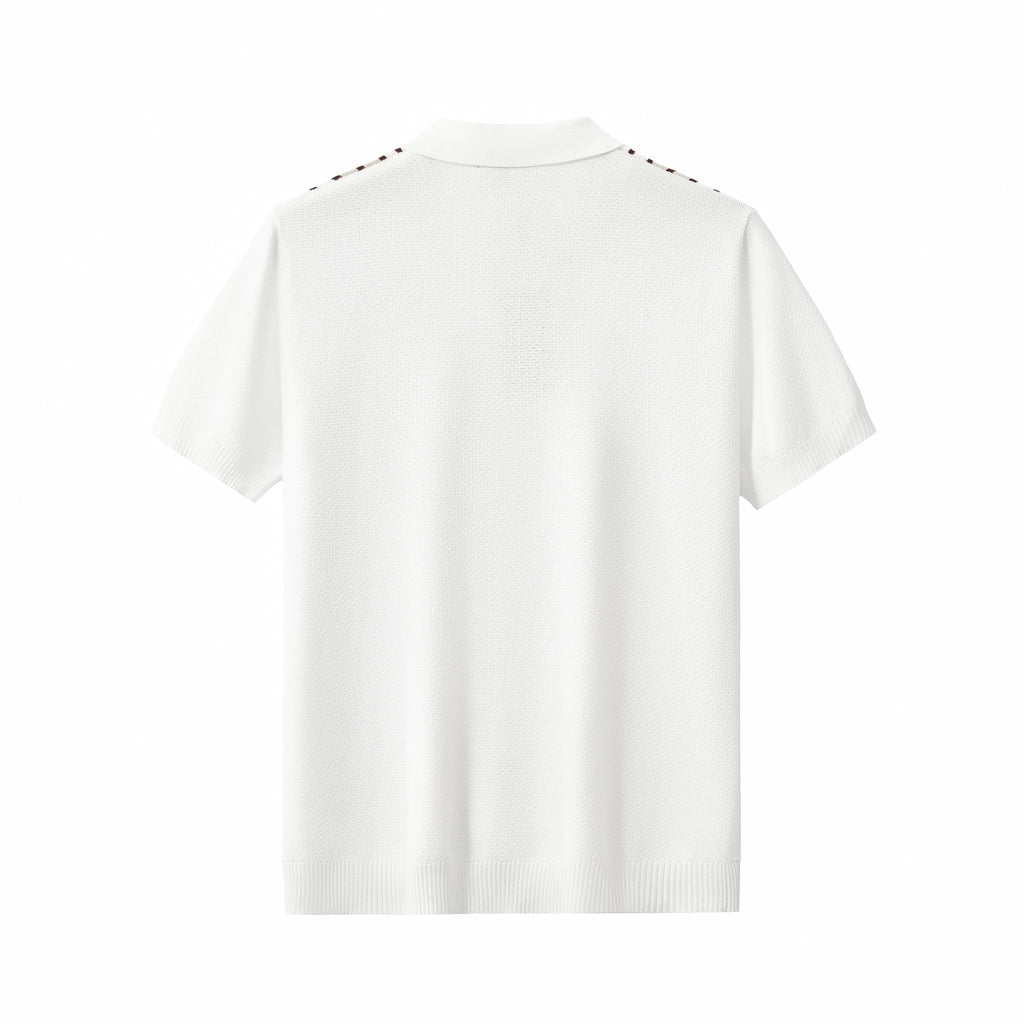 Retro Stripe Zip Knit Polo BLACK/KHAKI