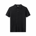 MetroLine Button Knit Polo BLACK