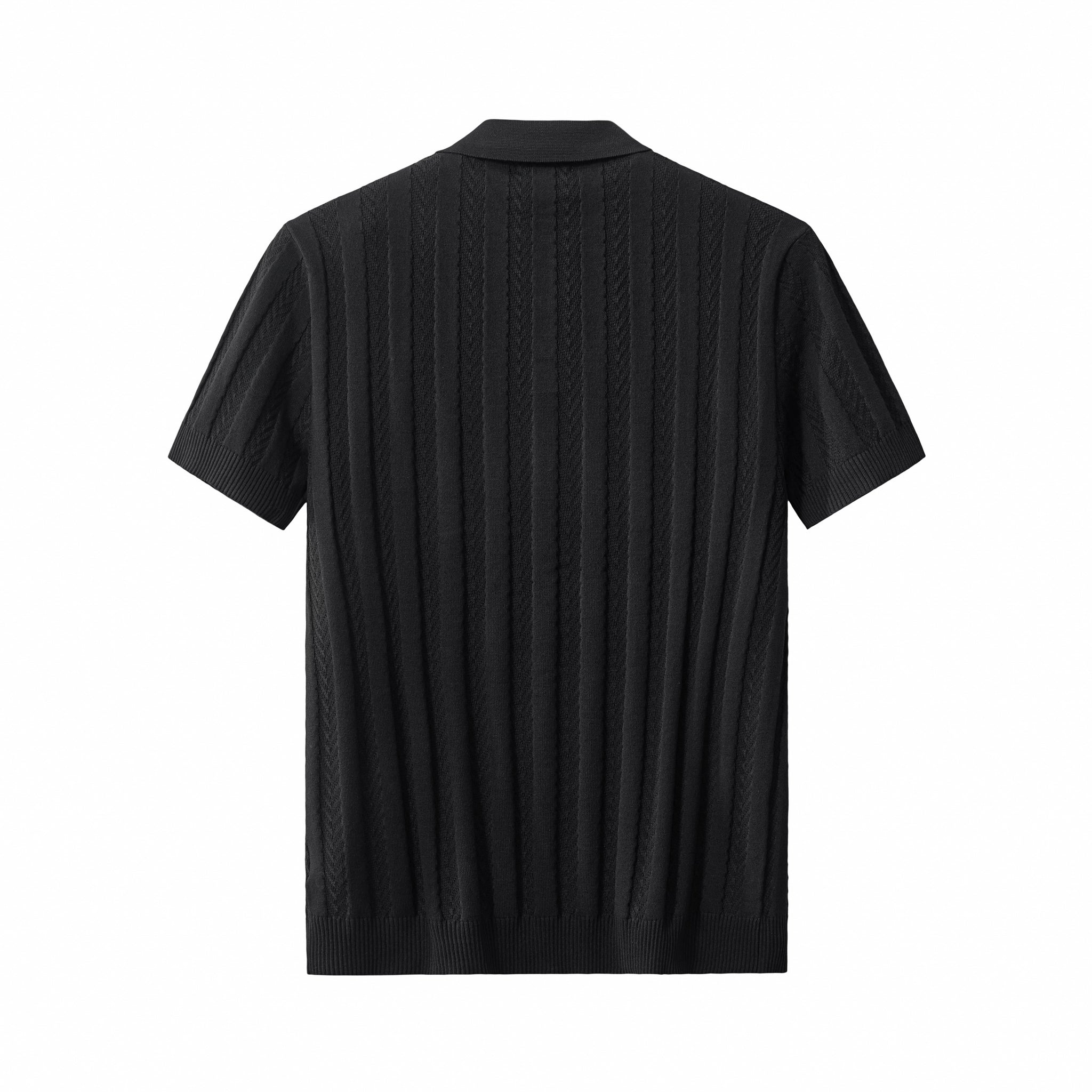 MetroLine Button Knit Polo BLACK