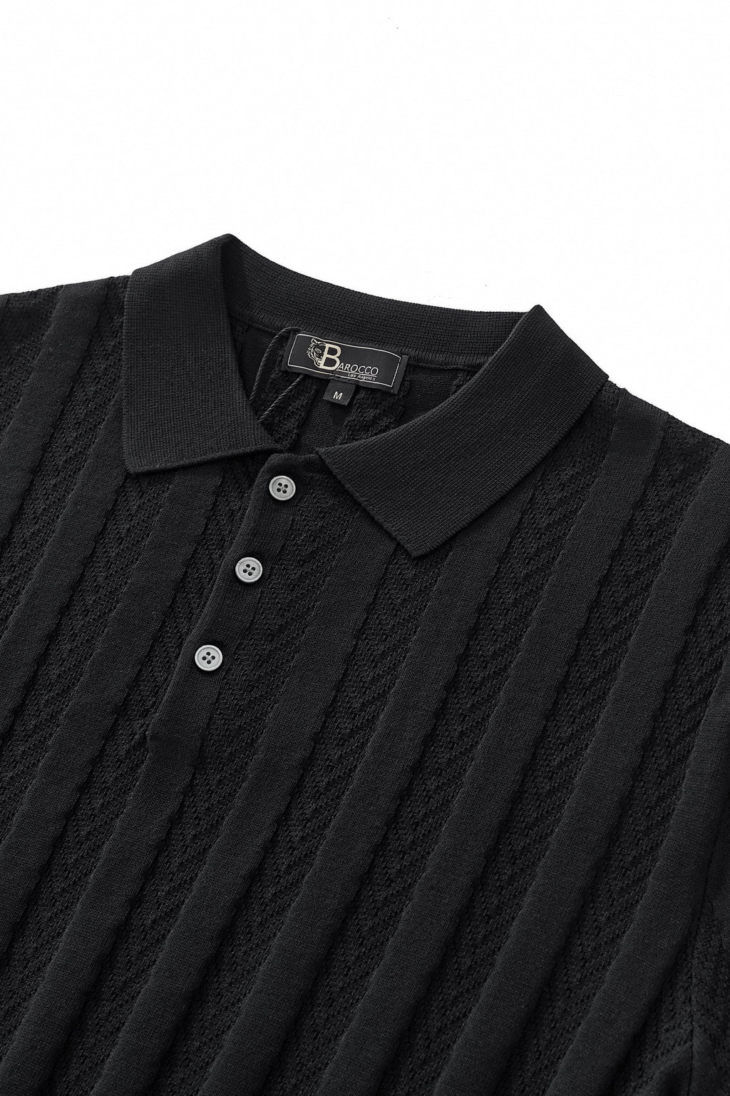 MetroLine Button Knit Polo BLACK