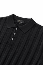 MetroLine Button Knit Polo BLACK