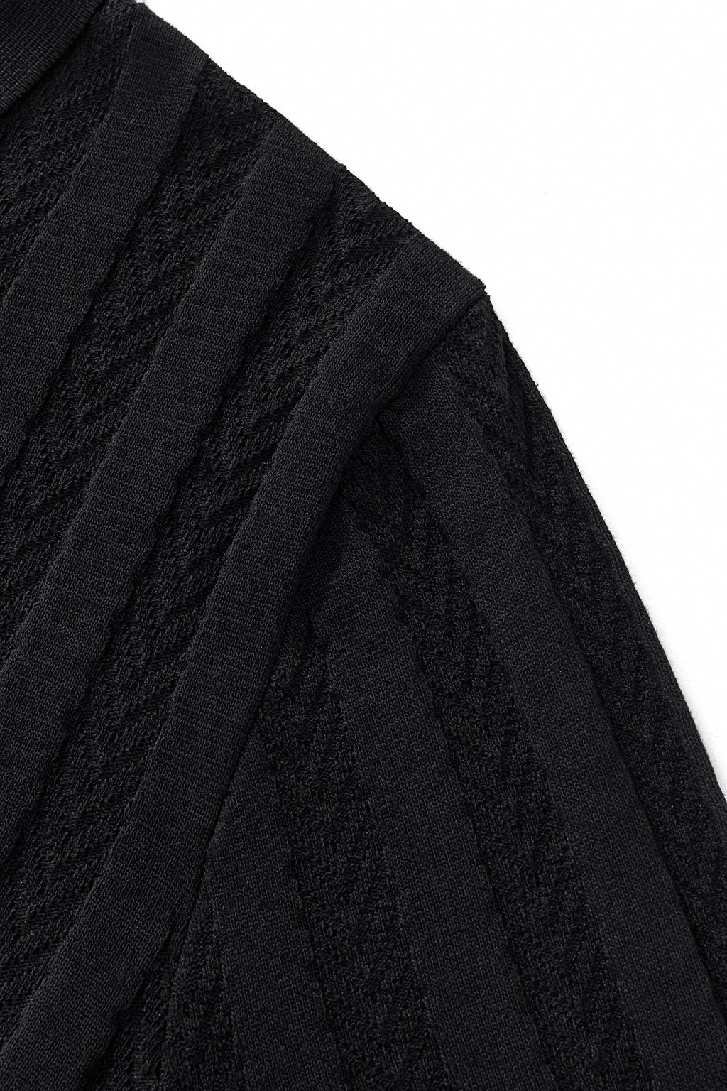 MetroLine Button Knit Polo BLACK
