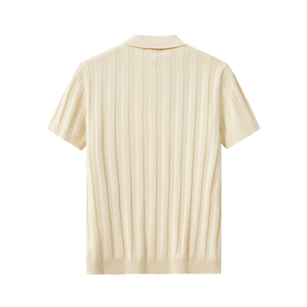MetroLine Button Knit Polo KHAKI