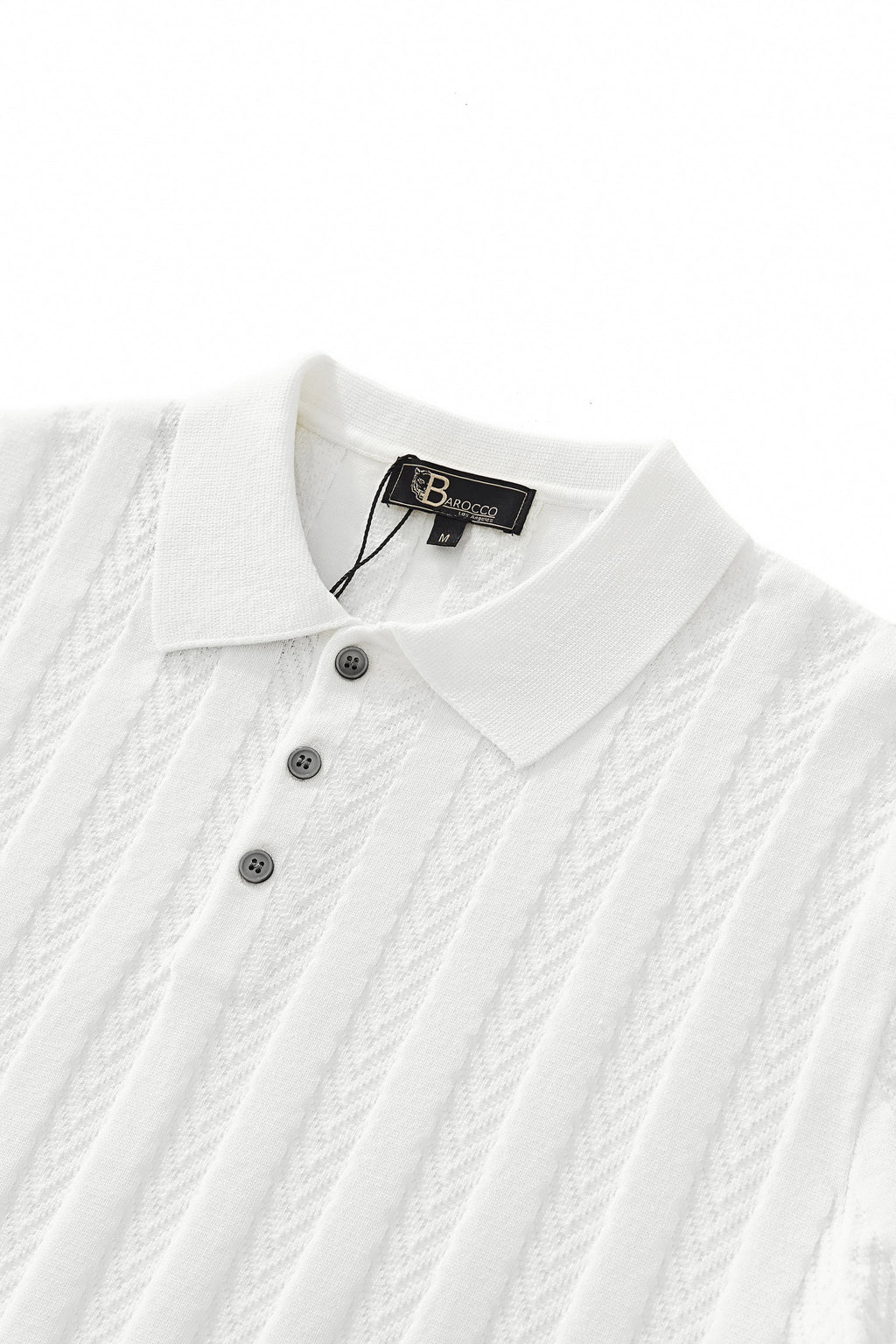 MetroLine Button Knit Polo WHITE