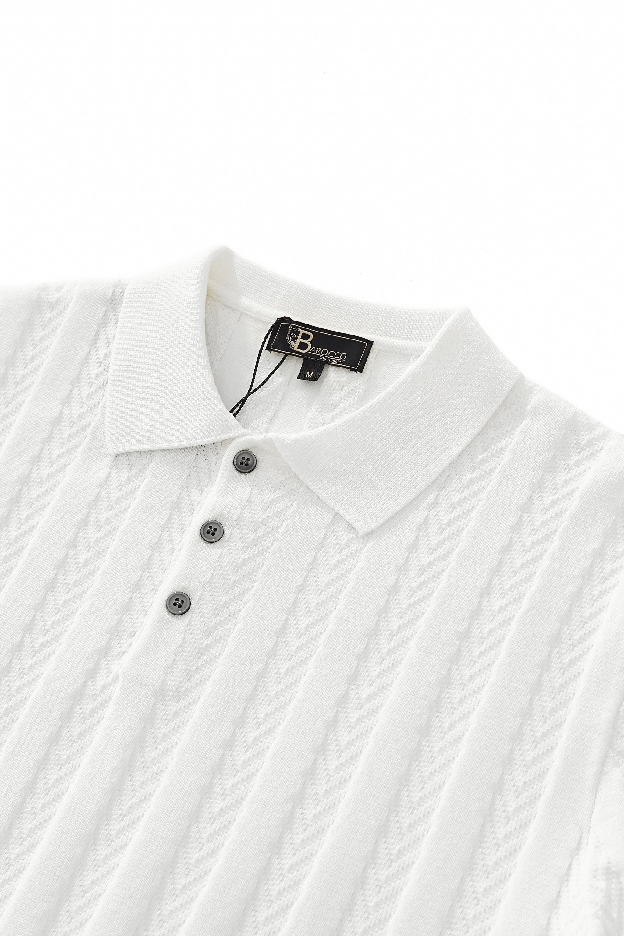 MetroLine Button Knit Polo WHITE
