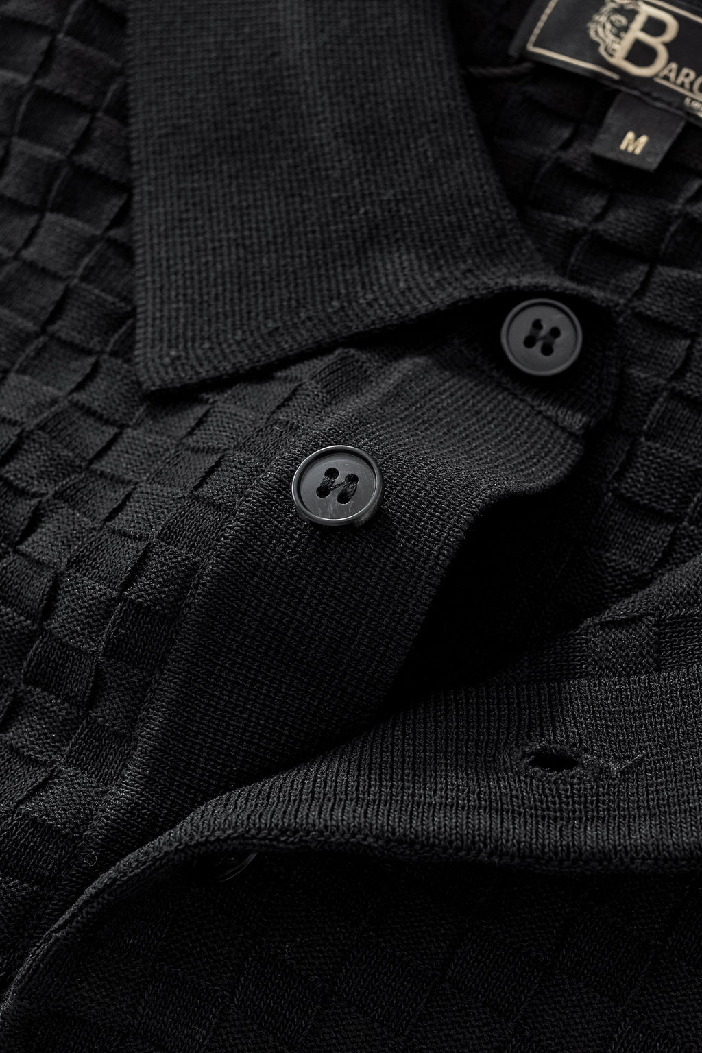 PrimeKnit Button Polo BLACK