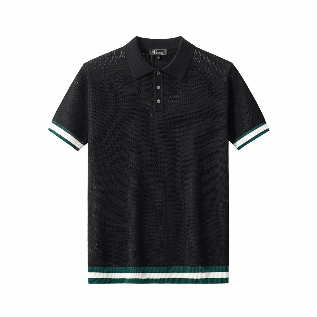 EdgeTrim Mesh Knit Polo BLACK