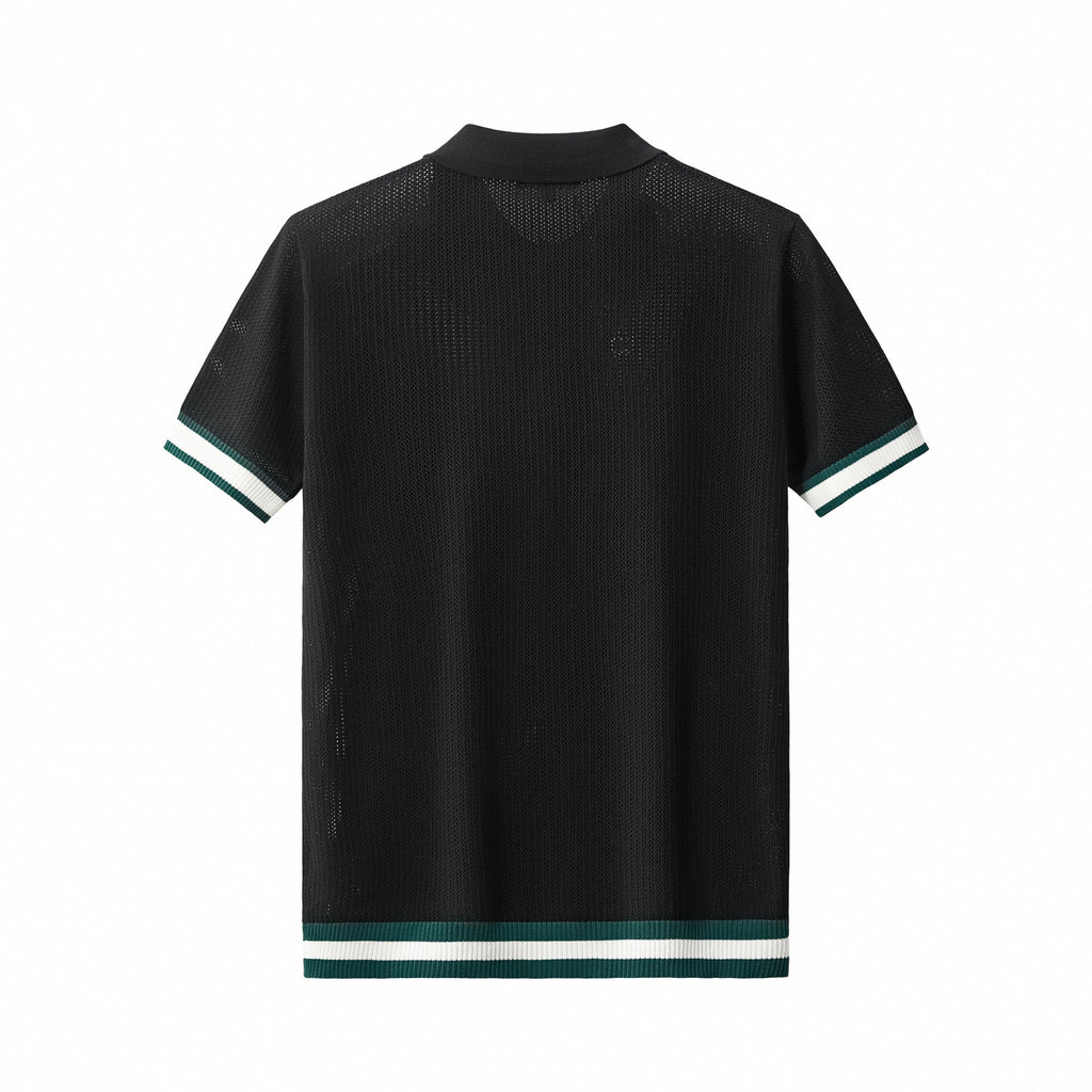 EdgeTrim Mesh Knit Polo BLACK