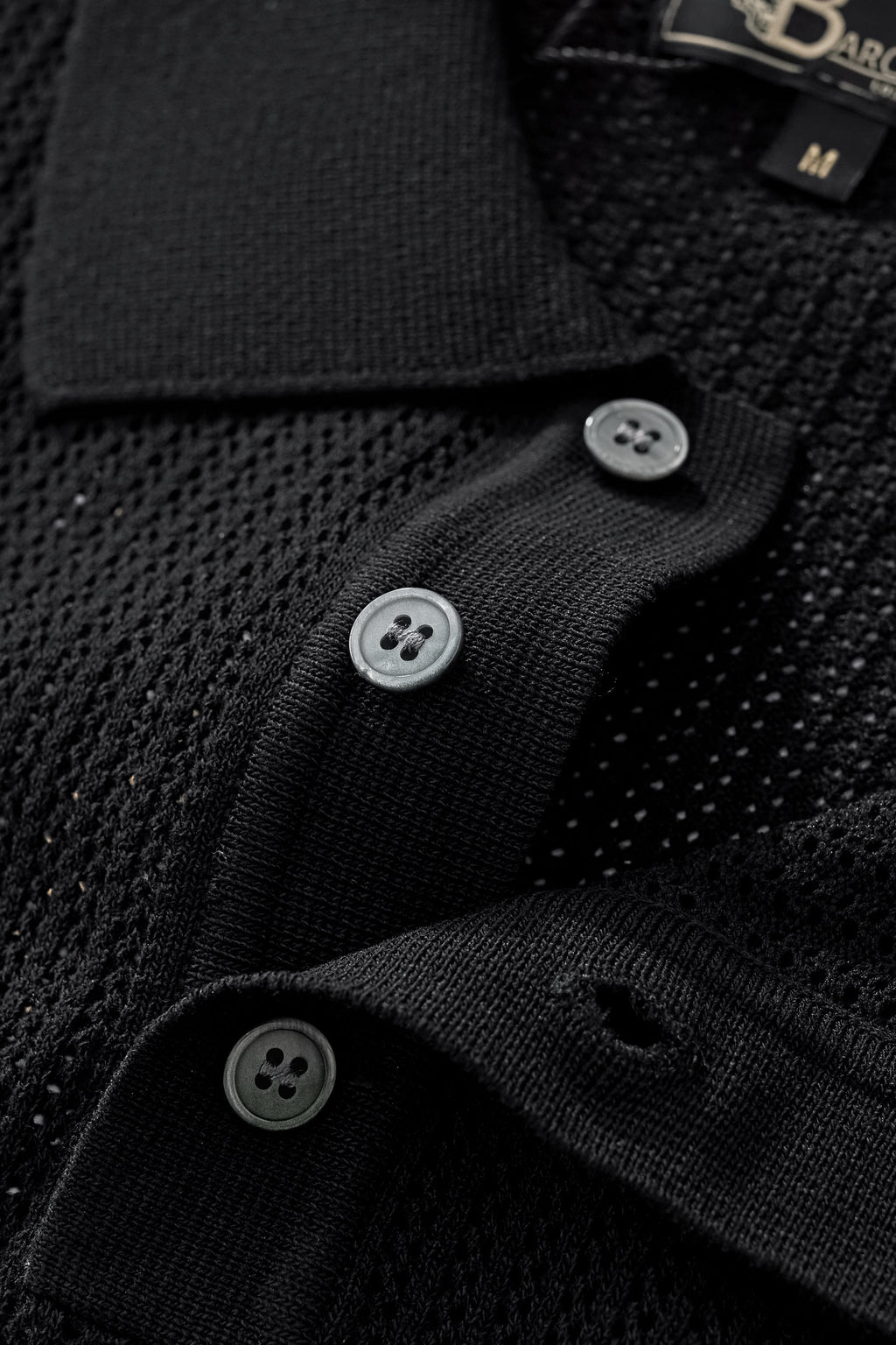 EdgeTrim Mesh Knit Polo BLACK