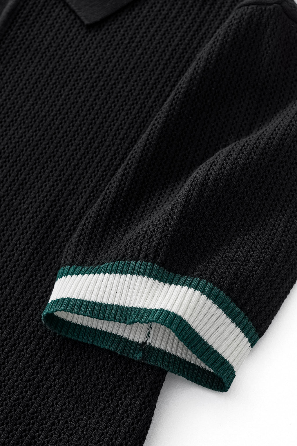 EdgeTrim Mesh Knit Polo BLACK