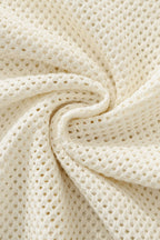 Contrast Trim Mesh Knit Button-Up IVORY