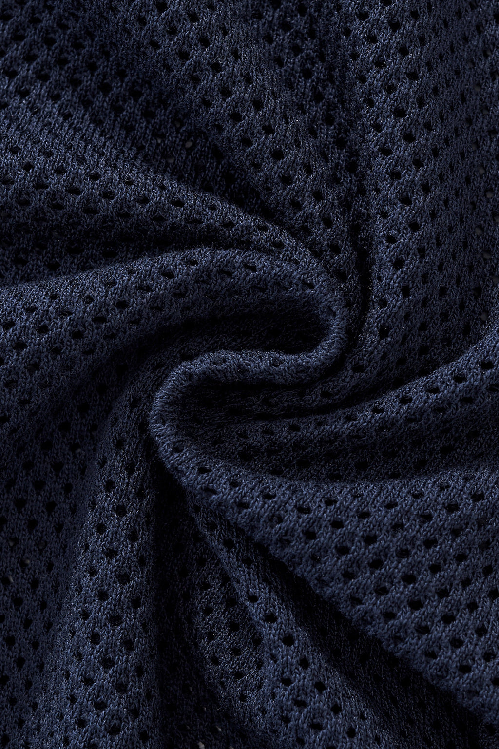 Contrast Trim Mesh Knit Button-Up NAVY