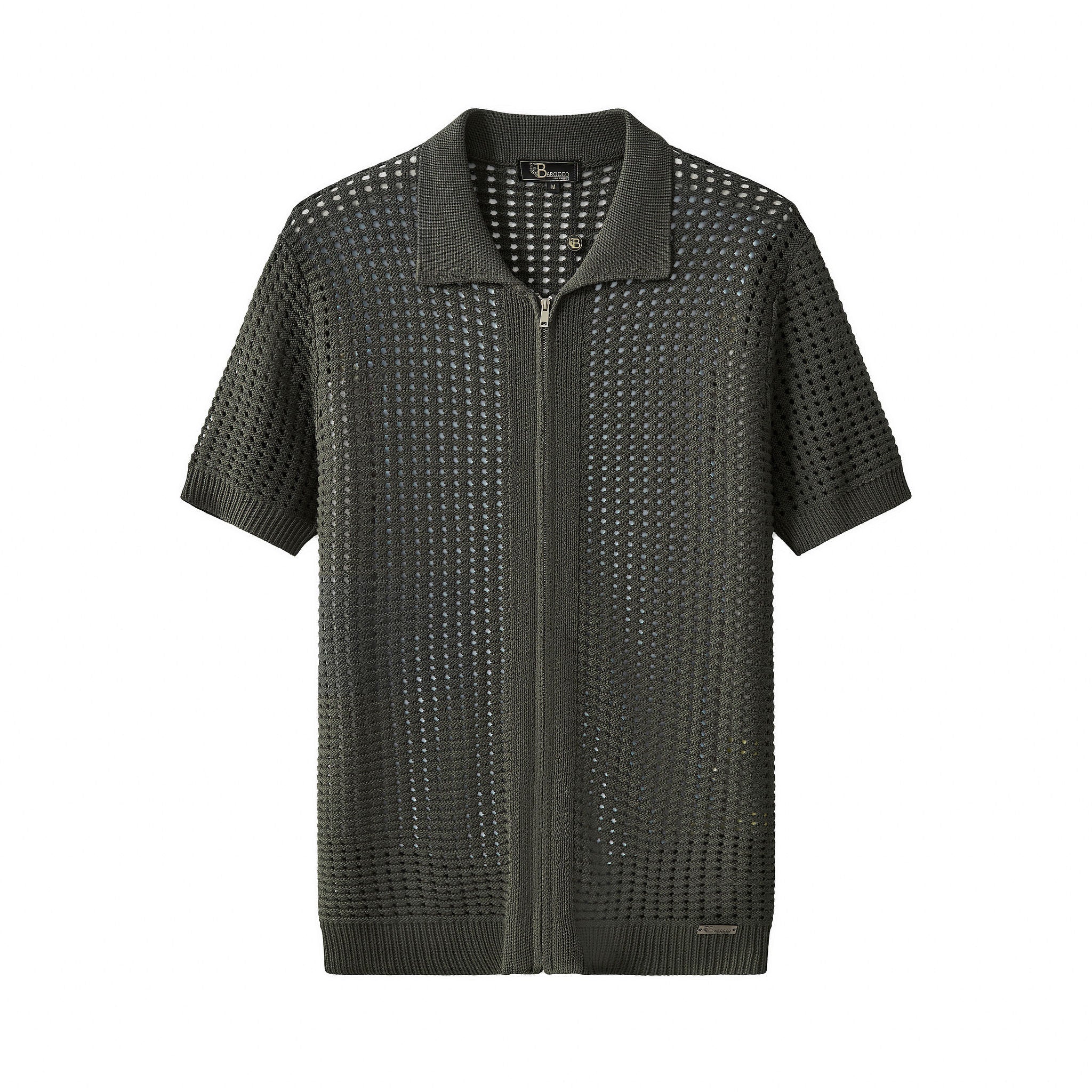 Breeze Mesh Zip Knit SS Shirt ARMY GREEN
