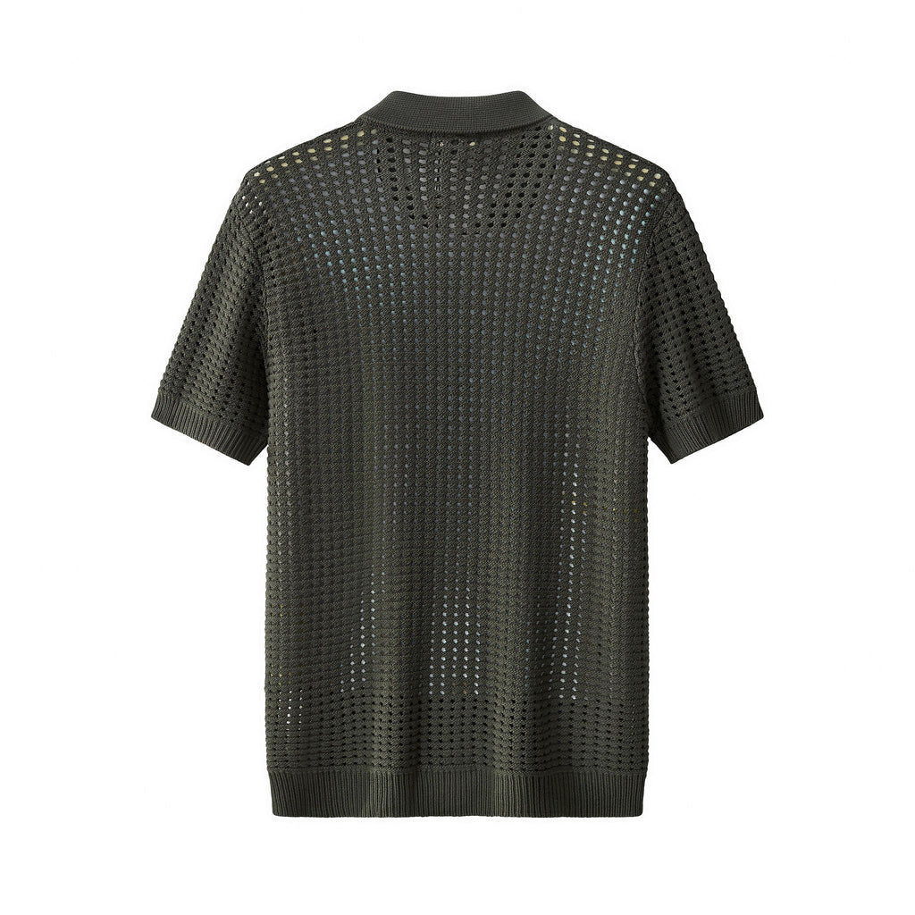 Breeze Mesh Zip Knit SS Shirt ARMY GREEN