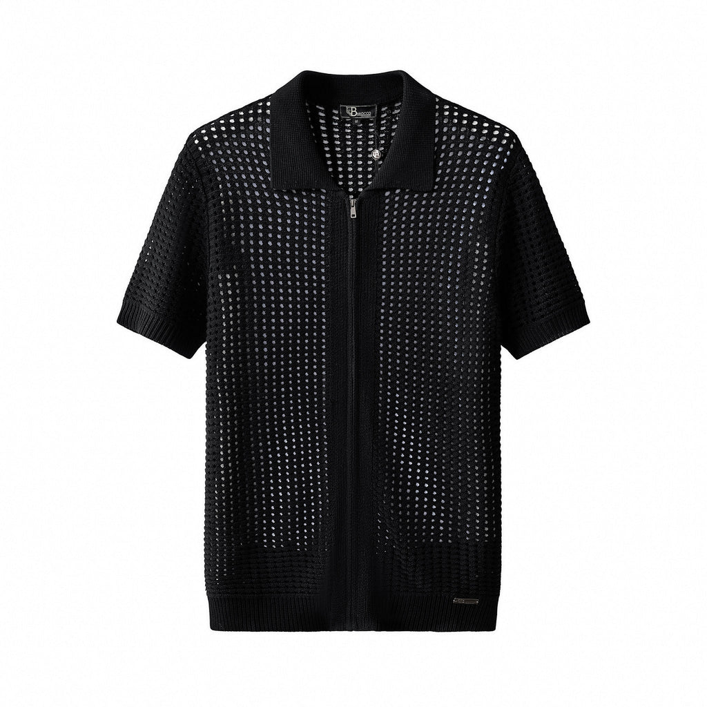 Breeze Mesh Zip Knit SS Shirt BLACK