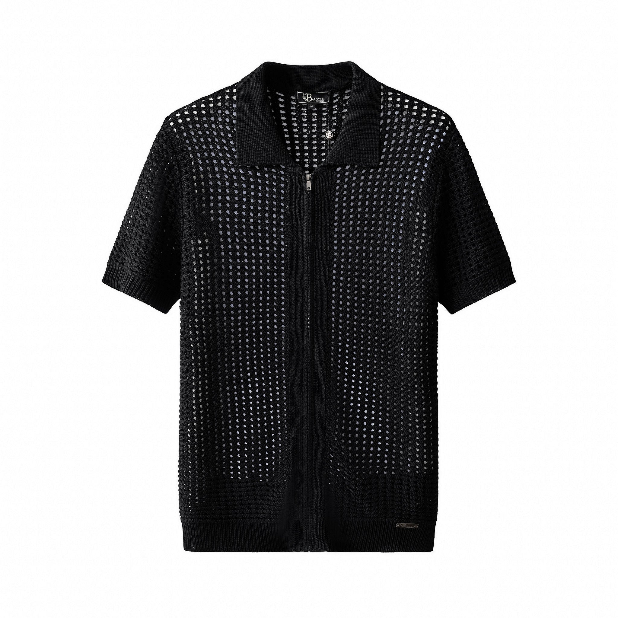 Breeze Mesh Zip Knit SS Shirt BLACK