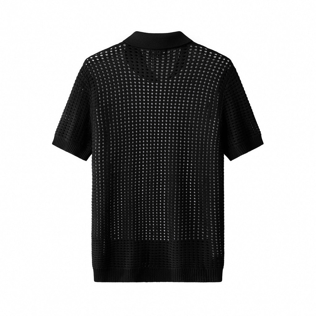 Breeze Mesh Zip Knit SS Shirt BLACK
