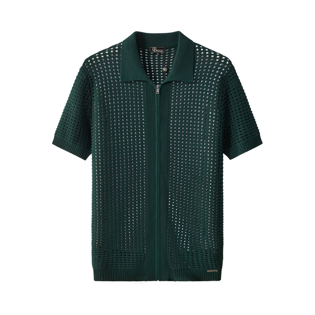 Breeze Mesh Zip Knit SS Shirt HUNTER GREEN